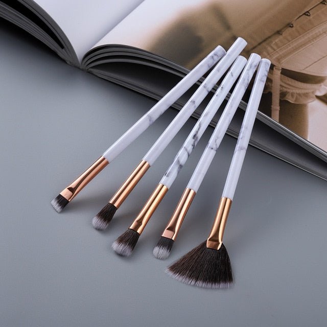 15Pcs Cosmetic Powder Eye Shadow Foundation Makeup Brushes Tool Set - Eye 5pcs white image