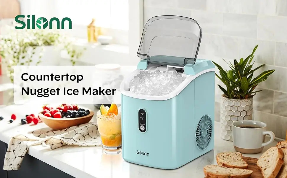 Nugget Countertop Ice Maker | Silonn Chewable Pellet Ice Machine with Self-Cleaning Function - 33lbs/24H image 8