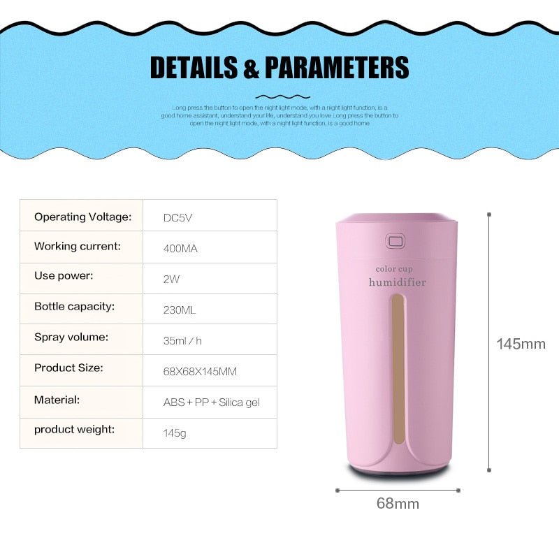 Ultrasonic Air Humidifier & Essential Oil Diffuser with Night Light image 5