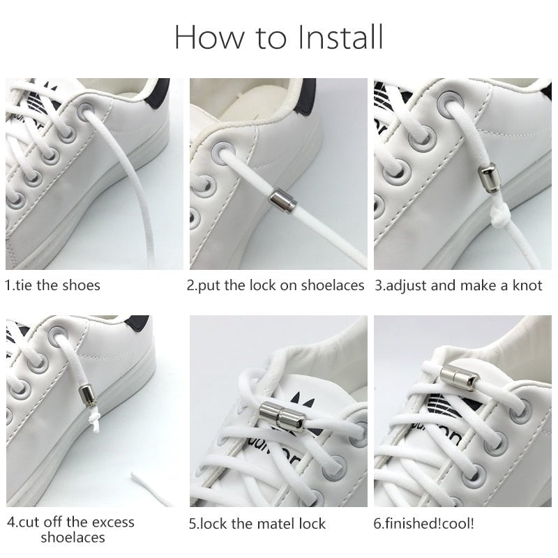 Elastic No Tie Semicircle Metal Lock Shoe Laces For Kids and Adult Sneakers and All Shoes image 25