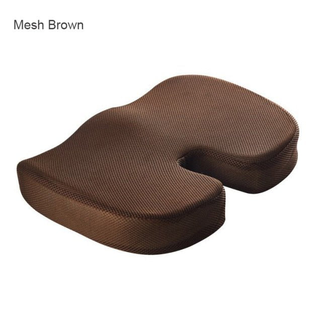 Orthopedic Hemorrhoid Seat Cushion Memory Foam Car Seat Cushion Set Slow Rebound Office Chair Waist Support Coccyx Pain Relief - Mesh Brown Seat image