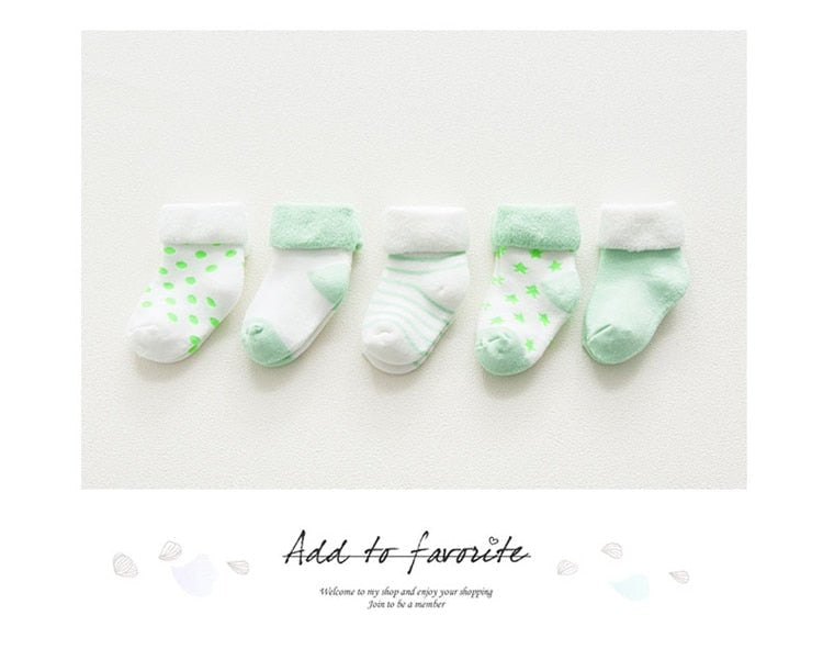 5 pair High Quality Thickened Cartoon Comfort Cotton Newborn Socks image 13