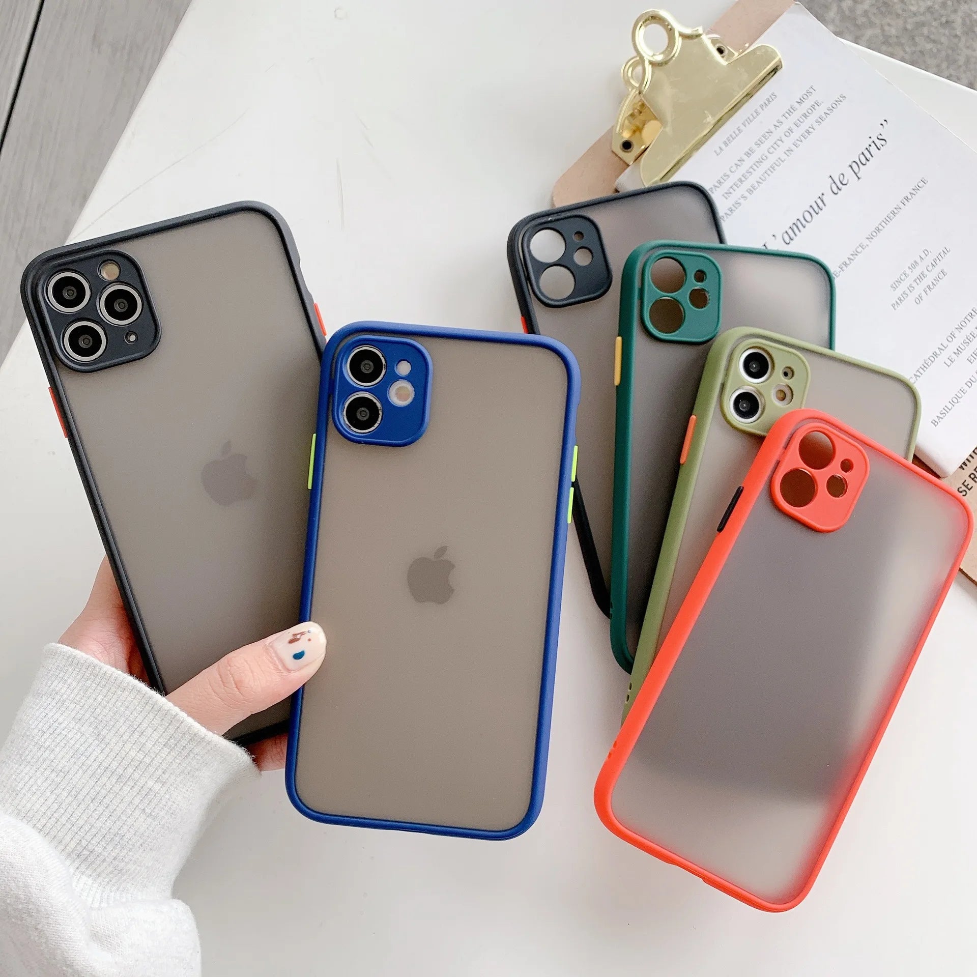 Luxury Shockproof Armor Matte Case For iPhone 14 13 11 12 Pro Max Mini XR XS X 7 8 Plus Soft Silicone Bumper Clear Hard PC Cover image 1