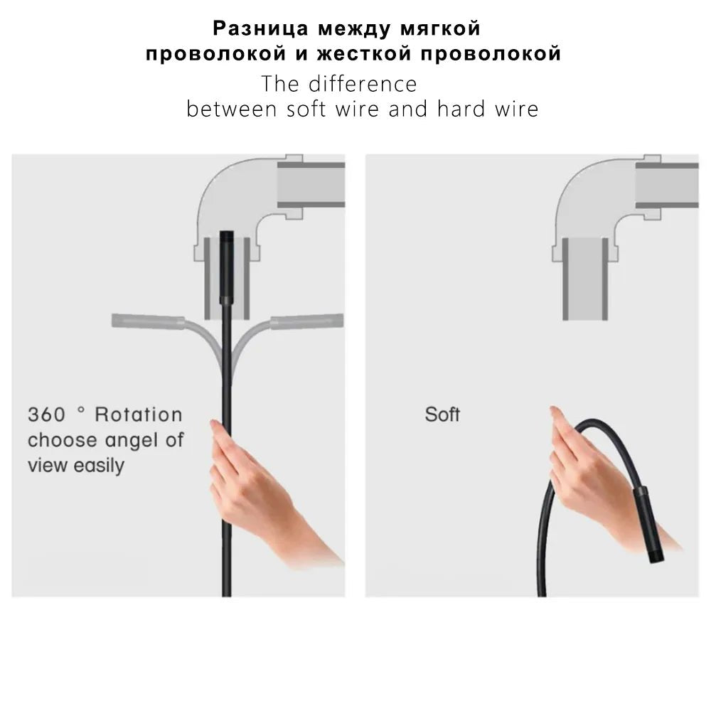 5.5mm Sewer Industrial Endoscope Piping Endoscopy Type C Flexible Snake Mini Camera 3 in 1 Automotive Borescope for Android image 5