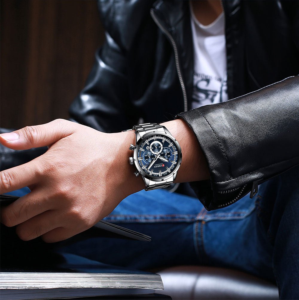 Mens Classy Watch Blue Dial Stainless Steel Band Date Mens Business Male Watches Waterproof Luxuries Men Wrist Watches for Men image 23