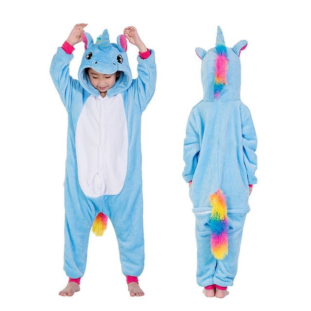 Winter Unicorn Onesies Pajamas | Kids Flannel Warm Jumpsuit SleepWear image