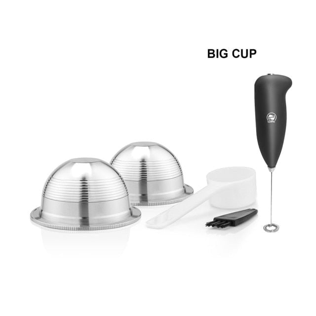 Stainless Steel Refillable Reusable Coffee Capsule Pod Set For Nespresso Vertuo Plus /Vertuoline GCA1 /Delonghi ENV135 image