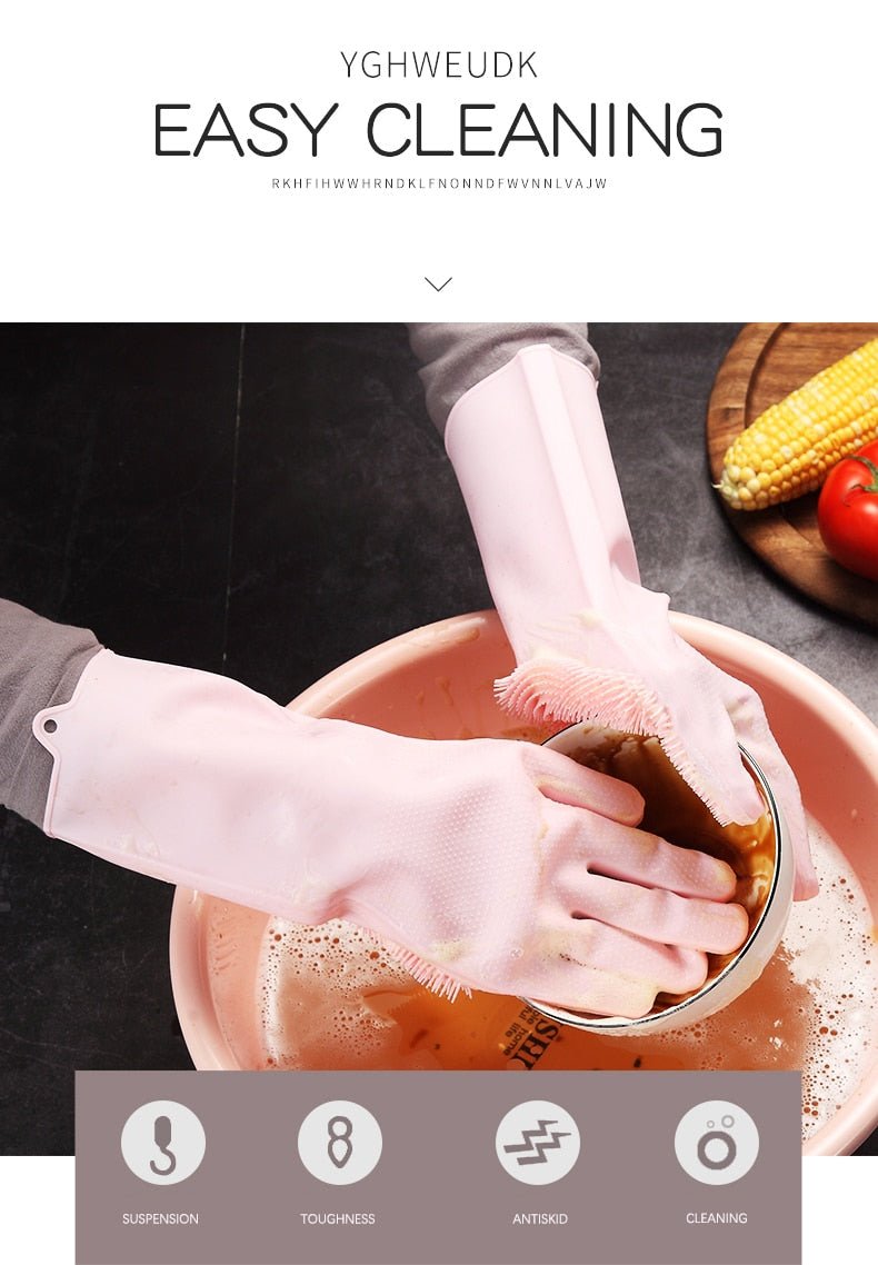 2PCS Multifunction Silicone Dishwashing Cleaning Gloves image 17