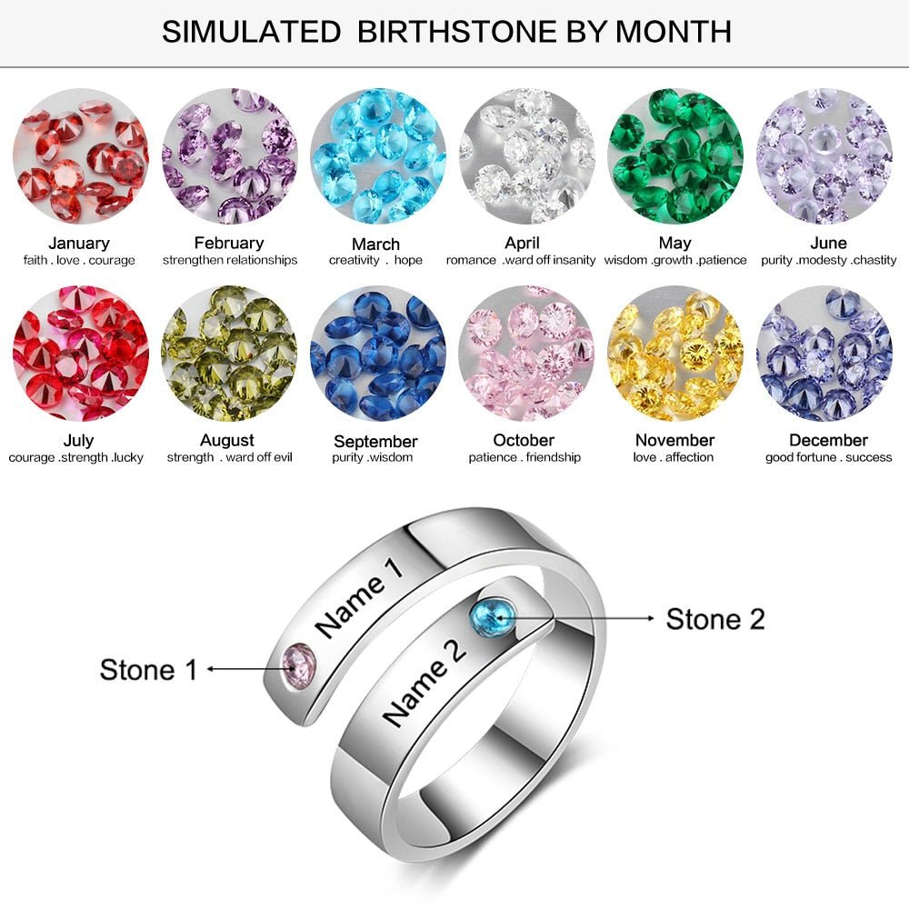 Personalized Custom Engraved Birthstone Rings for Women image 17