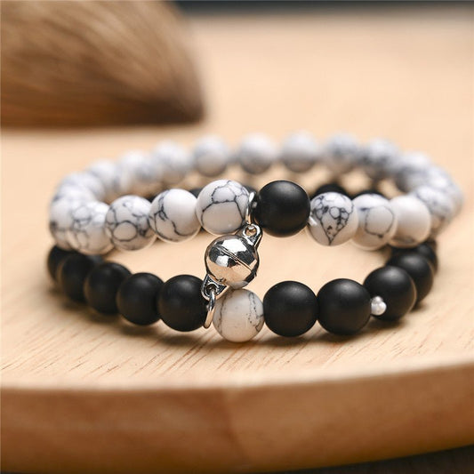 2Pcs/Set Couples Classic Natural Stone Beaded Bracelets image 0