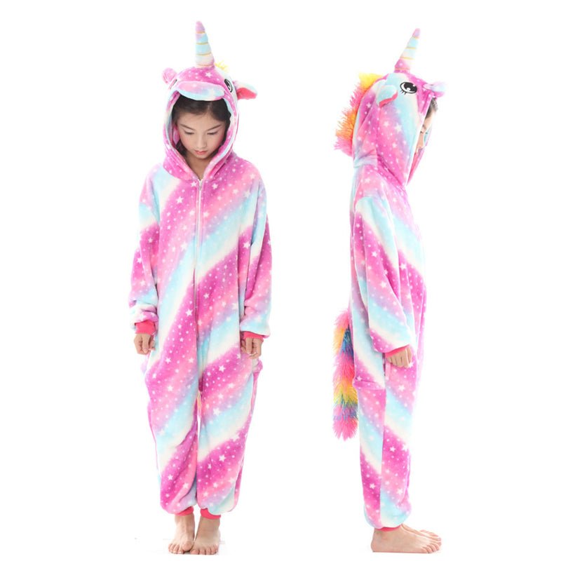 Winter Unicorn Onesies Pajamas | Kids Flannel Warm Jumpsuit SleepWear image 6