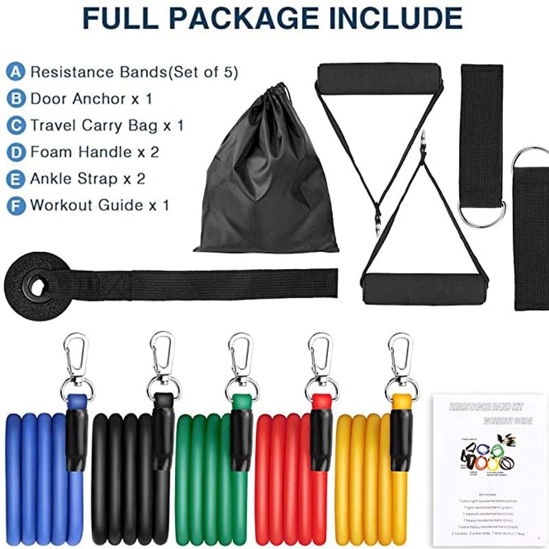 Exercise Resistance Bands Set with Door Anchor Legs Ankle Straps for Resistance Training Physical Therapy Home Workouts image 18