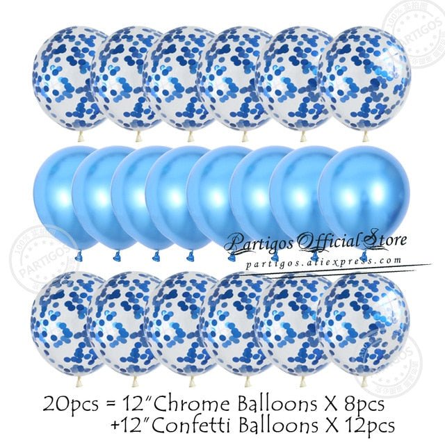 20pcs Confetti Chrome Birthday Party Decors Wedding Decoration New Year Balloon Set image