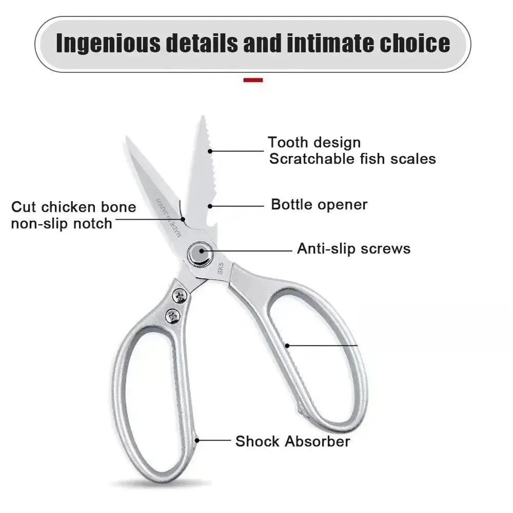 Professional 8.5-Inch Stainless Steel Kitchen Scissors ‚Äì Aluminum Alloy Handle, Ideal for Cutting Chicken Bones, Meat, and Fish image 0