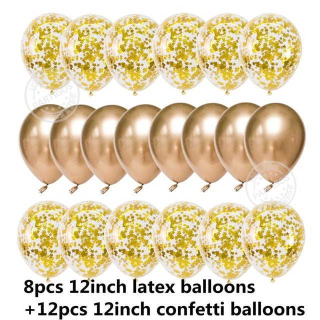 20pcs Confetti Chrome Birthday Party Decors Wedding Decoration New Year Balloon Set image