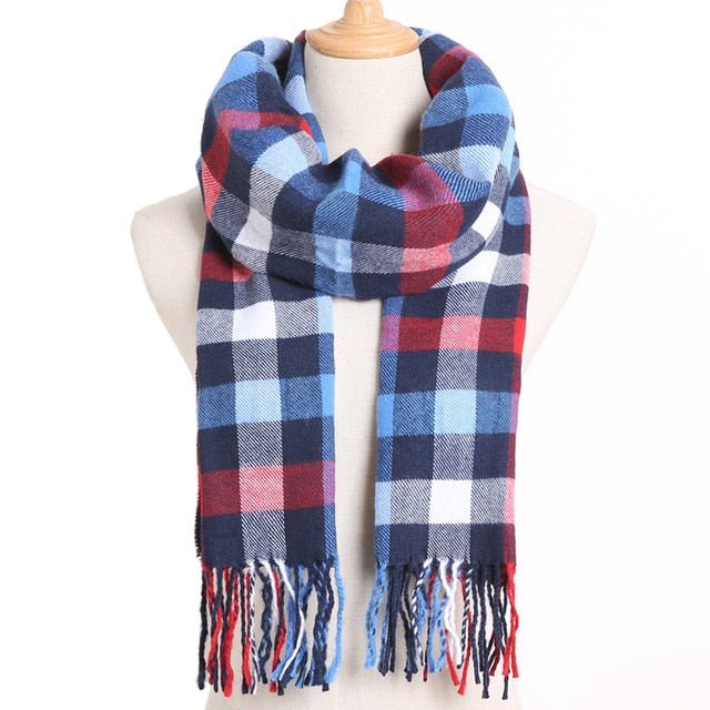 VIANOSI Plaid Winter Scarf for Women | Warm Foulard Solid Scarves | Casual Cashmere Scarfs - 11, 190CM X 35CM image