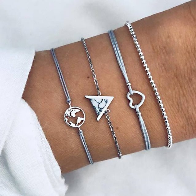 Turtle Heart Pearl Wave LOVE Crystal Marble Charm Bracelets for Women - 3006 image