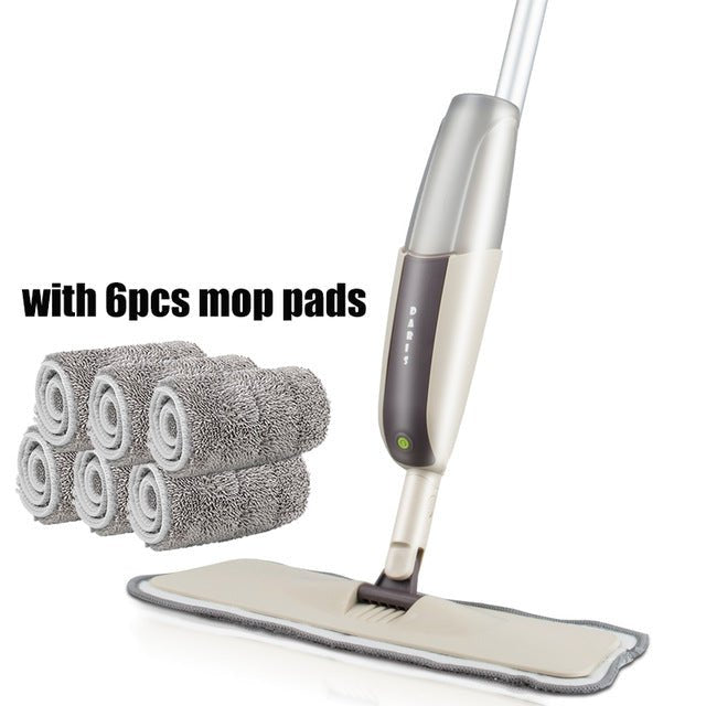 Spray Floor Mop with Reusable Microfiber Pads - one mop 6 mop cloth image