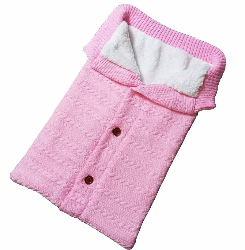 Newborn Baby Winter Warm Sleeping Bag ‚Äì Infant Button Knit Swaddle Wrap & Toddler Blanket Stroller Wrap image 3