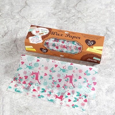 50Pcs/Lot Wax Paper Food Grade Grease Paper Food Wrappers |Wrapping Paper For Bread Sandwich Burger Fries | Oilpaper Baking Tools - Deer with Box image