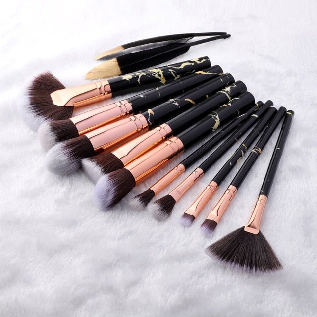 15Pcs Cosmetic Powder Eye Shadow Foundation Makeup Brushes Tool Set - sector  10pcs black image
