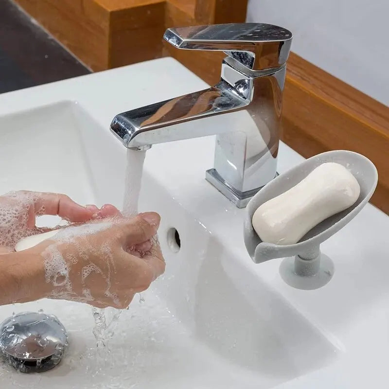 2pcs Leaf Shape Drain Soap Holder | Suction Cup Tray for Shower, Kitchen & Bathroom image 19