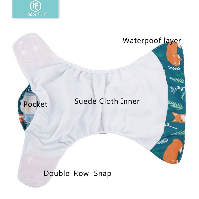 Happyflute Reusable and Washable Eco-Friendly Cloth Nappy Baby Diapers 4pc/set image 32