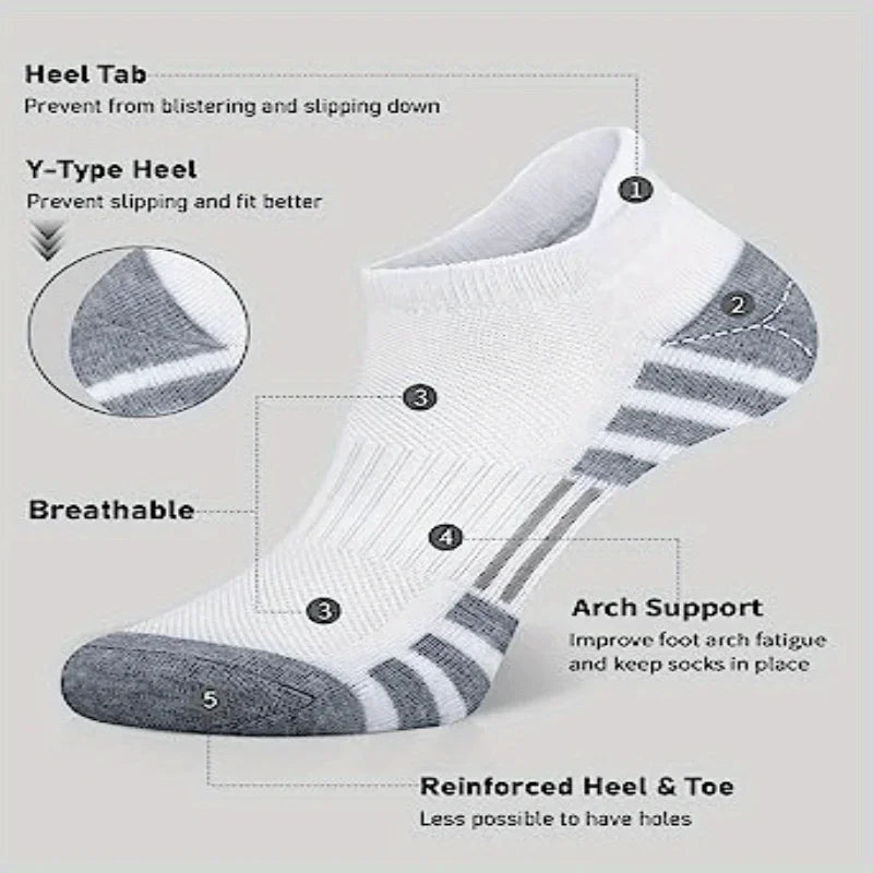 6 Pairs Ankle Athletic Running Socks Cushioned Cotton Breathable Low Cut Sports Tab Socks For Men And Women image 21