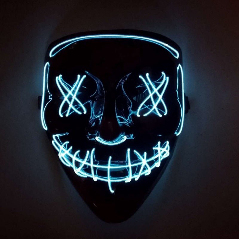 Halloween LED Purge Mascara Costume DJ Party Light Up Glow In Dark Masks image 9