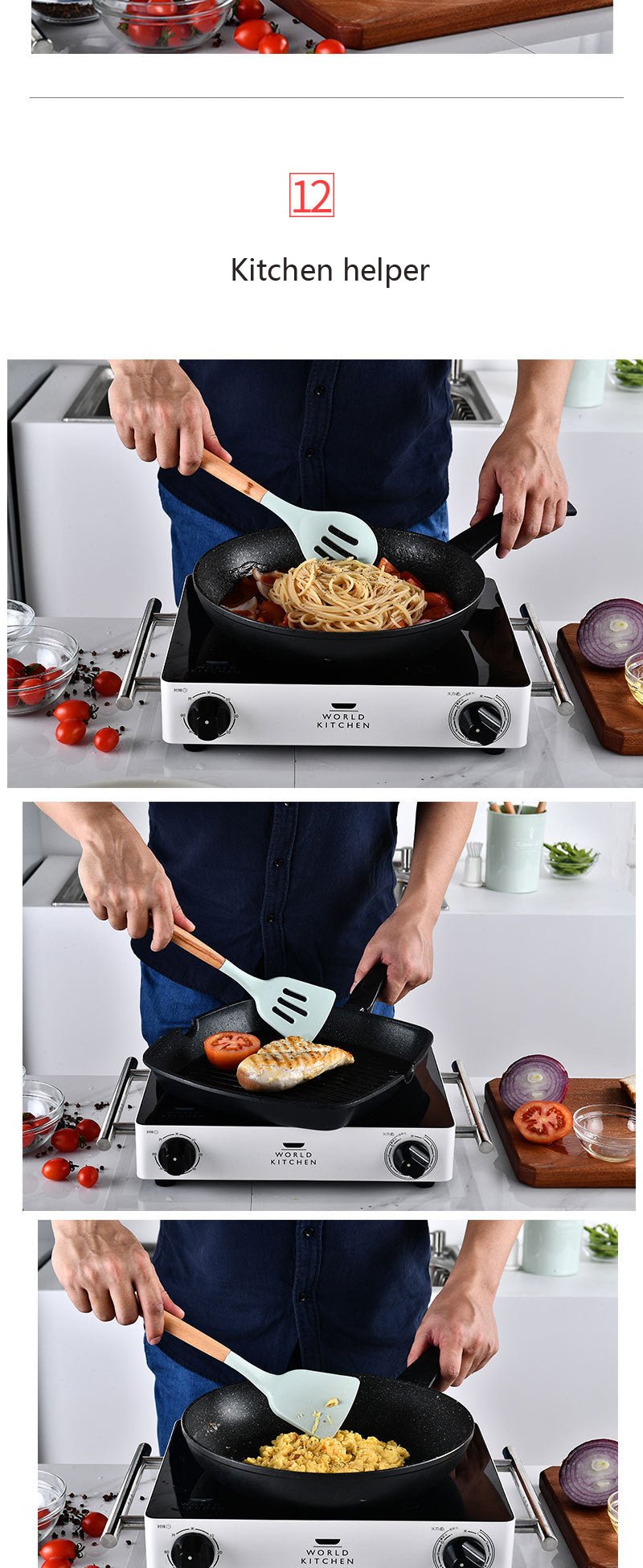 Heat Resistant Non-Stick Silicone Kitchenware Cooking Utensils Set With Storage Box Tools image 24