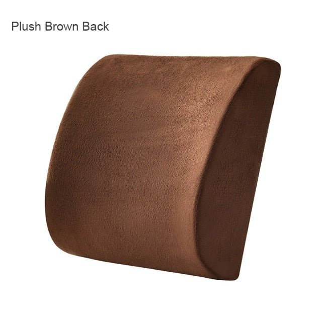 Orthopedic Hemorrhoid Seat Cushion Memory Foam Car Seat Cushion Set Slow Rebound Office Chair Waist Support Coccyx Pain Relief - Plush Brown Back image