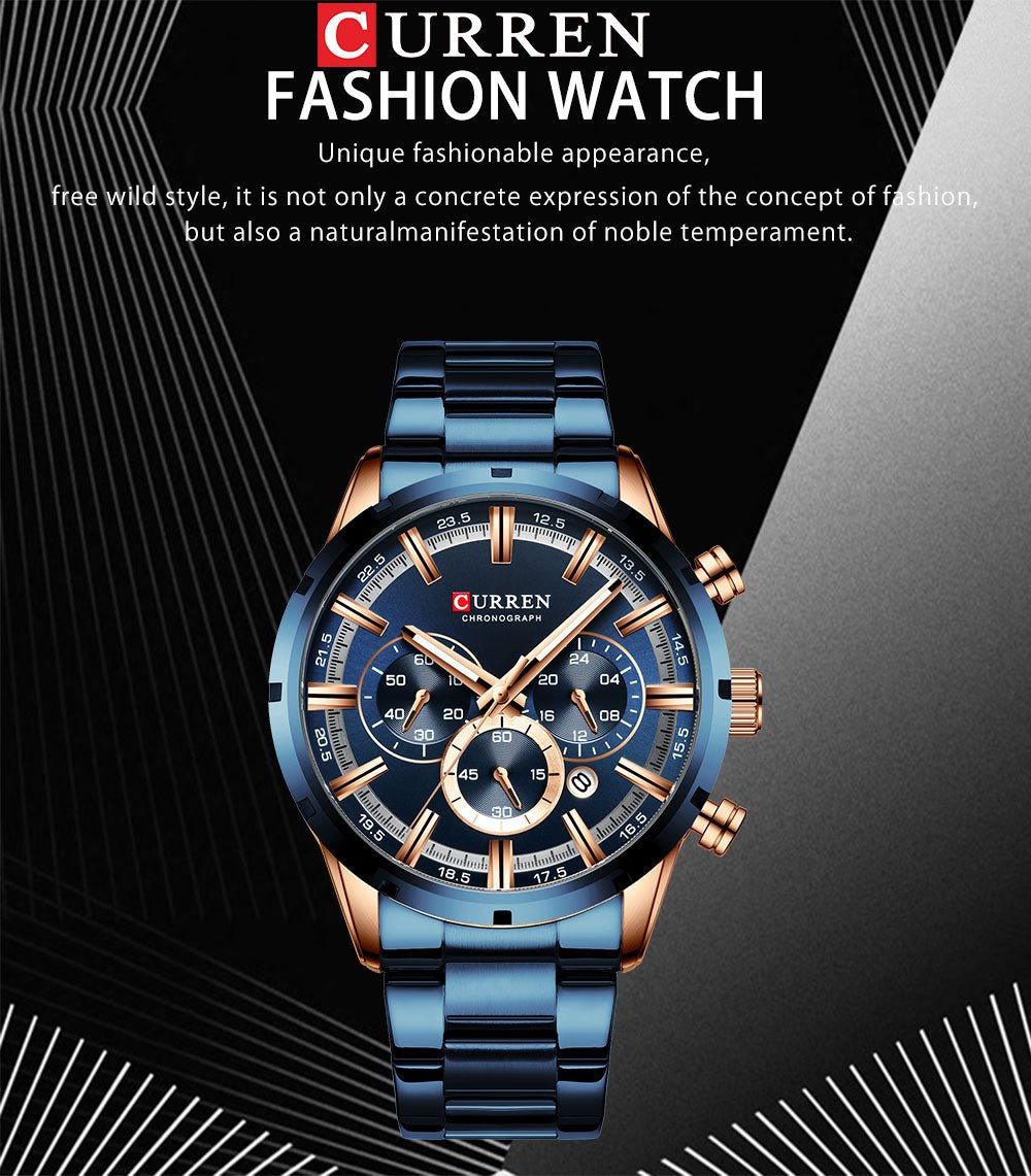 Mens Classy Watch Blue Dial Stainless Steel Band Date Mens Business Male Watches Waterproof Luxuries Men Wrist Watches for Men image 7