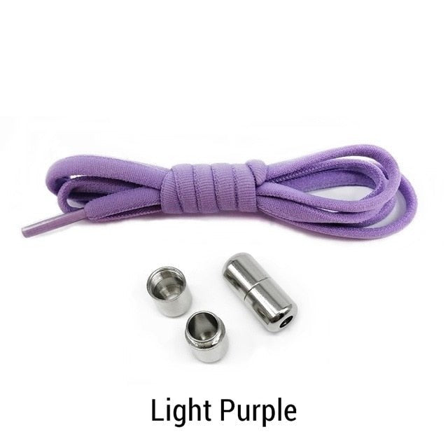 Elastic No Tie Semicircle Metal Lock Shoe Laces For Kids and Adult Sneakers and All Shoes - light purple image