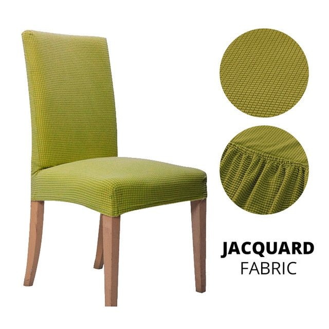 Elegant Jacquard Spandex Dining Chair Cover ‚Äì Stretch Fit for Weddings & Events - Style 1 apple green, 2 pcs image
