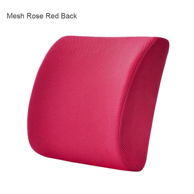 Orthopedic Hemorrhoid Seat Cushion Memory Foam Car Seat Cushion Set Slow Rebound Office Chair Waist Support Coccyx Pain Relief - Mesh Rose Red Back image
