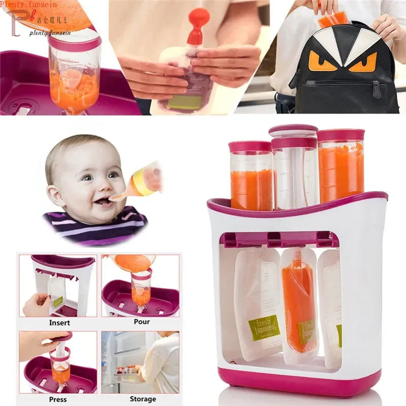 Baby Food Squeeze Station Set | Easy Fruit Puree Maker & Storage Organizer for Kids image 1