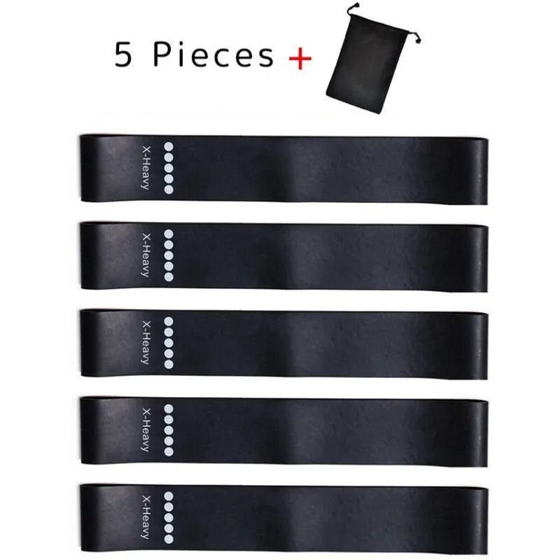 Yoga and Exercise Resistance Bands Set ‚Äì 5 Durable Bands for Strength, Flexibility, and Fitness Training - black with bag image