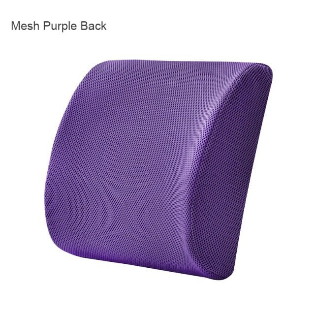 Orthopedic Hemorrhoid Seat Cushion Memory Foam Car Seat Cushion Set Slow Rebound Office Chair Waist Support Coccyx Pain Relief - Mesh Purple Back image