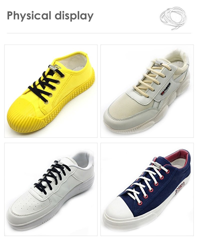 Elastic No Tie Semicircle Metal Lock Shoe Laces For Kids and Adult Sneakers and All Shoes image 19