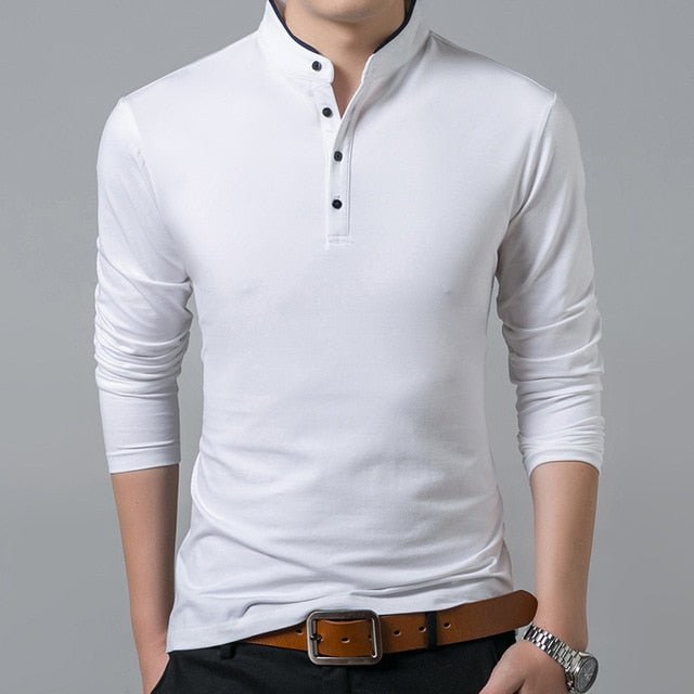 Liseaven Men Full Sleeve Cotton Mandarin Collar T Shirt image 0