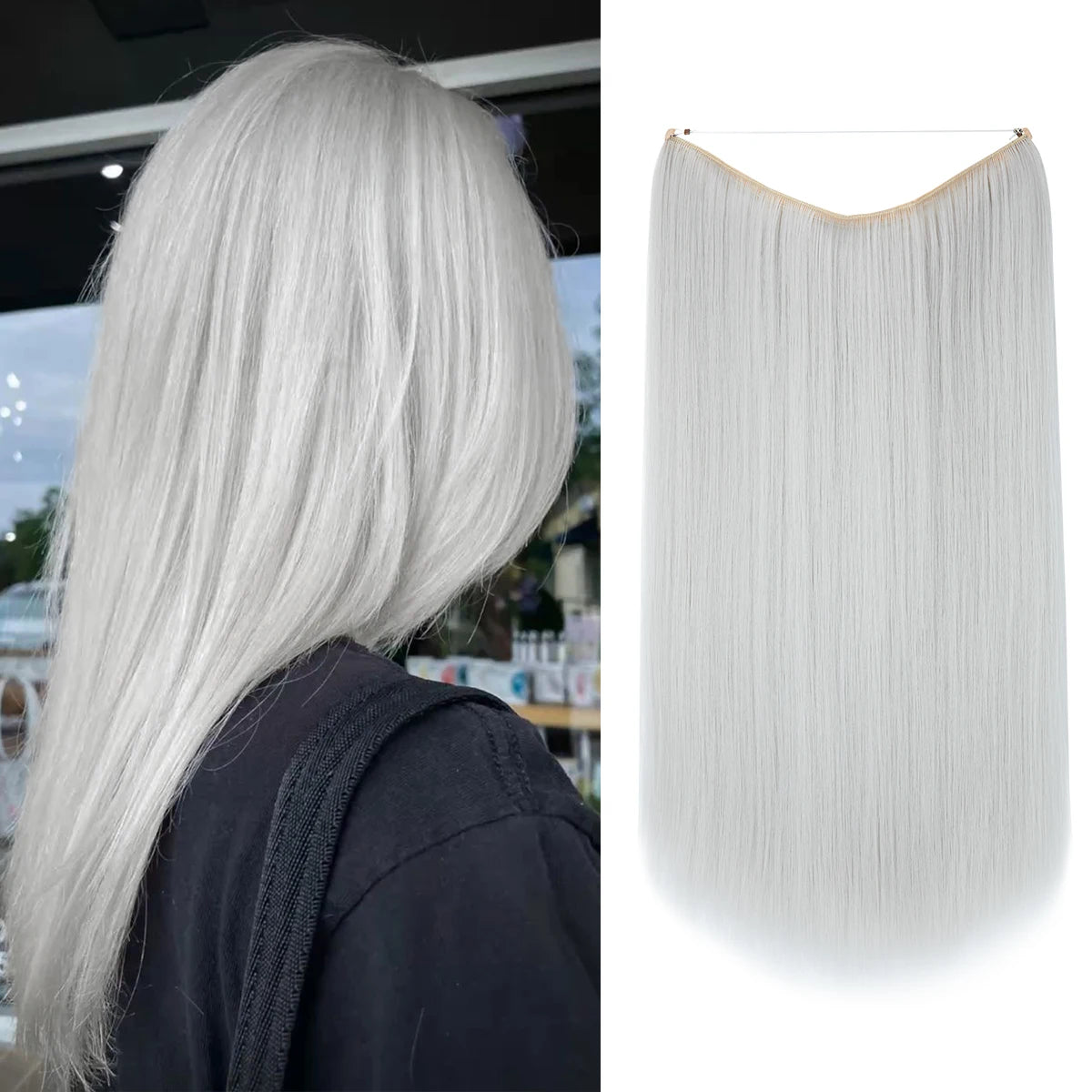 SARLA Halo Invisible Wire Synthetic Hair Extension-No Clip image 51