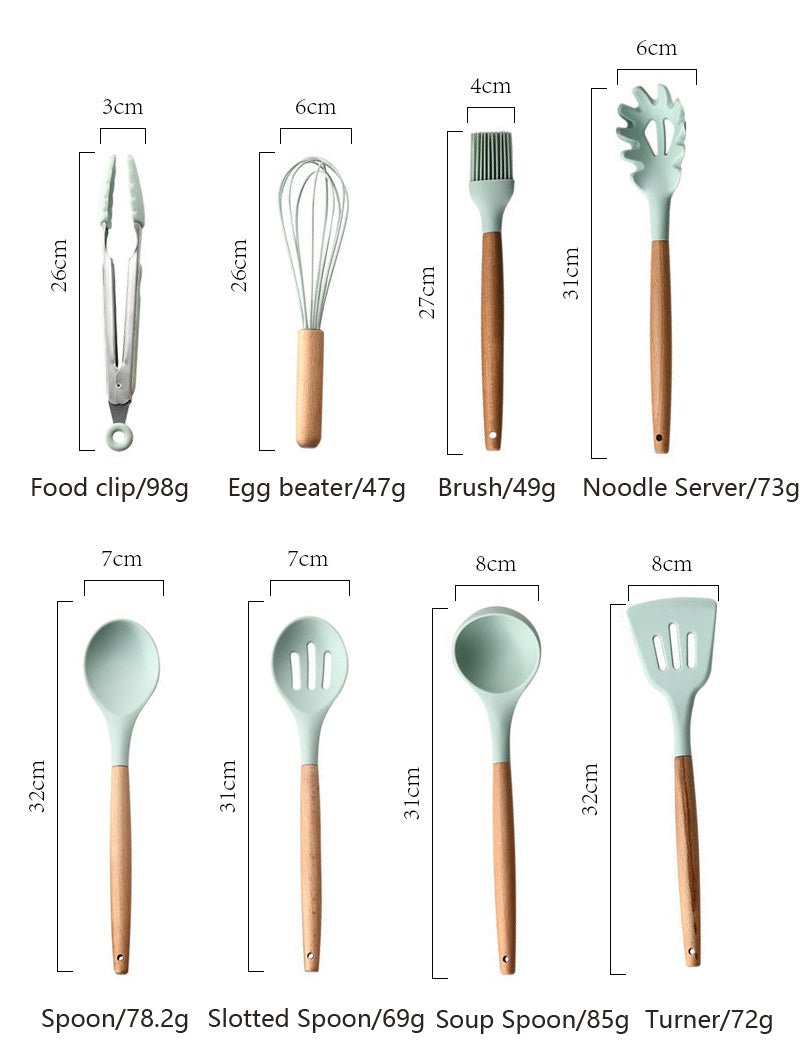Heat Resistant Non-Stick Silicone Kitchenware Cooking Utensils Set With Storage Box Tools image 39