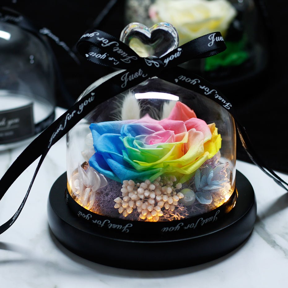 The Beauty and Beast Forever Rose Flower With Night Light in Glass Dome image 8