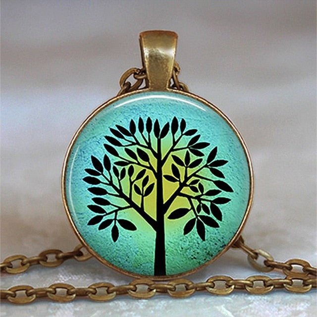 Tree Of Life Glass Cabochon Statement Necklace & Pendant Jewelry - 21 image