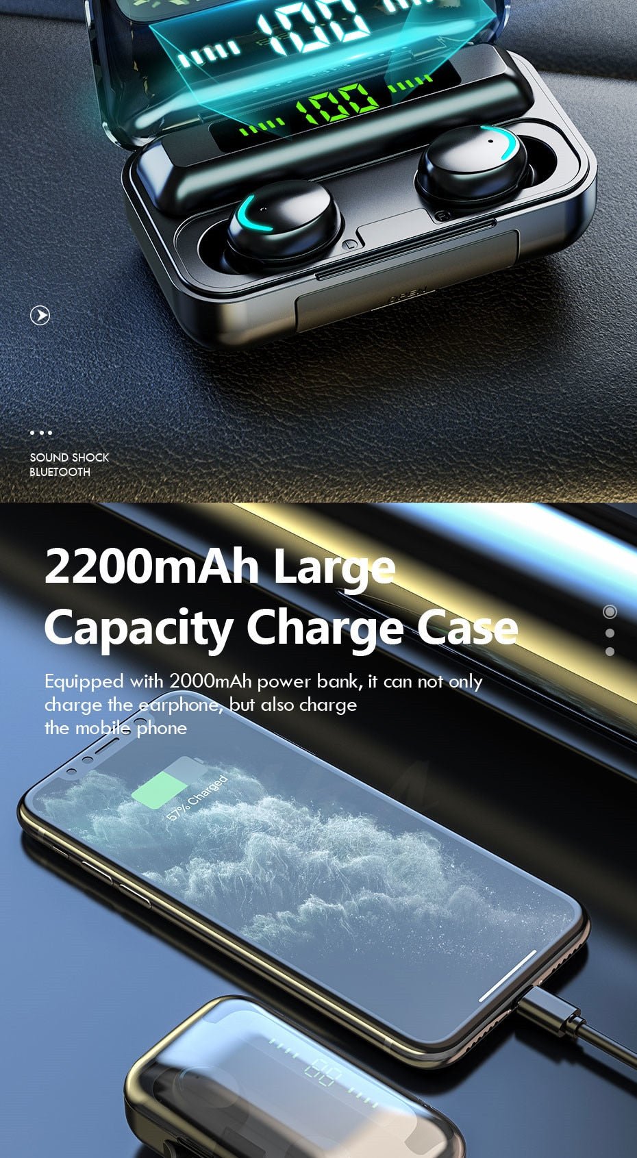 Waterproof Wireless Bluetooth Earphones With Microphone and Charging Box For iOS Android image 6