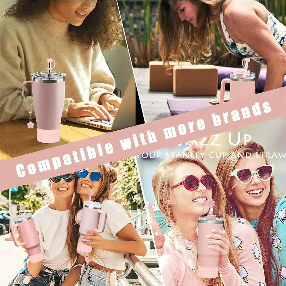 9-Piece Stanley Cup Accessories Set: Spill-Proof Stoppers, Straw Covers, & Flower Charm image 15