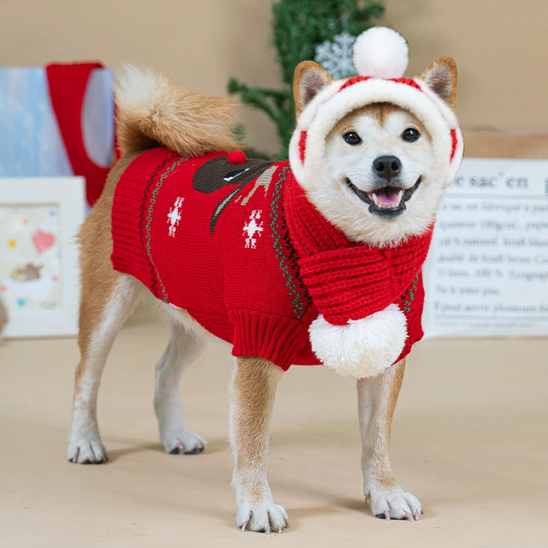 Cozy Winter Sweater for Small & Medium Dogs | Christmas Pet Clothes for Shiba Inu & Bulldogs image