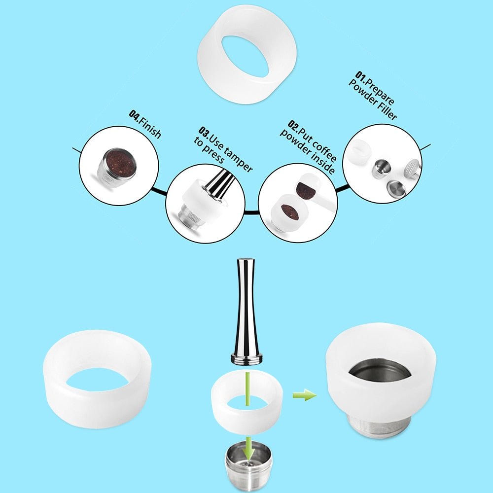 iCafilas Nespresso Reusable Refillable Capsule Pods Compatible With Nespresso Inissia capsula image 28