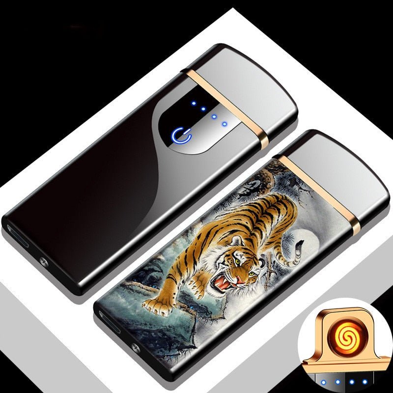 New Double Plasma Windproof Electric Arc Cigarette Lighter - C3-Tiger image