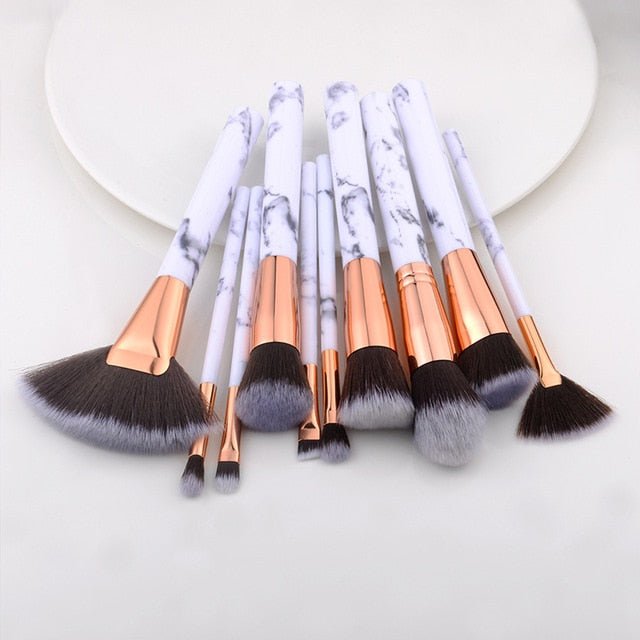 15Pcs Cosmetic Powder Eye Shadow Foundation Makeup Brushes Tool Set - sector  10pcs white image